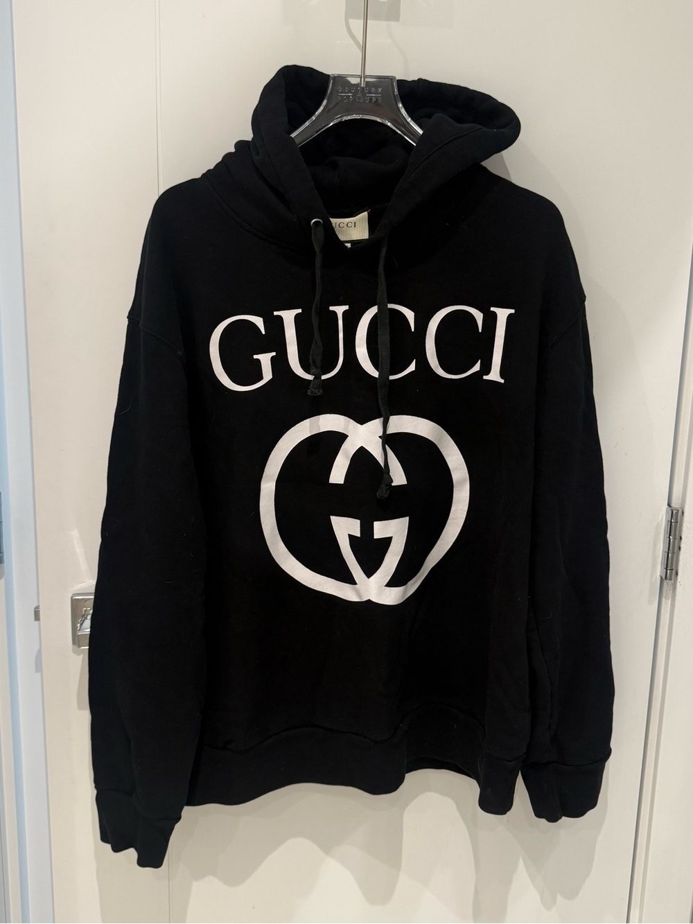 Gucci Black Crewneck Hoodie with White Logo